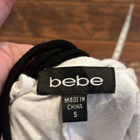 Bebe Hi-Lo Striped Black White Red Hi-Lo Dress Event Party - Picture 16 of 16